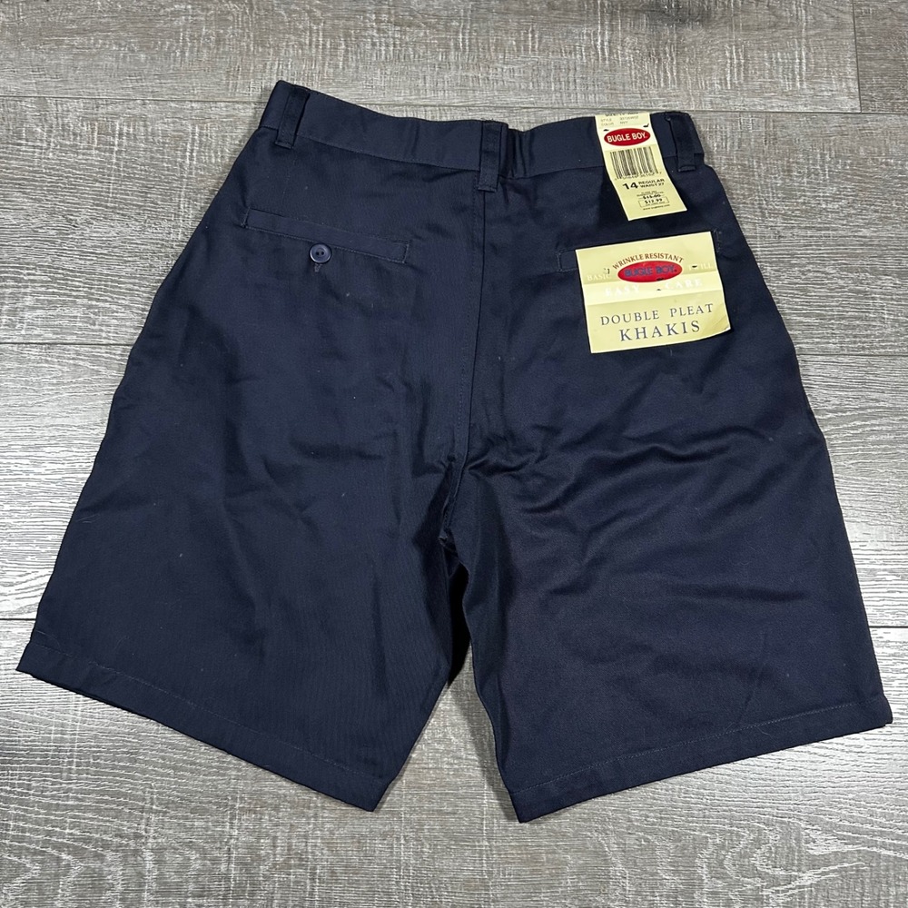 Bugle Boy Double Pleat Khakis Navy Blue Size 14 Regular Waist 27 Shorts